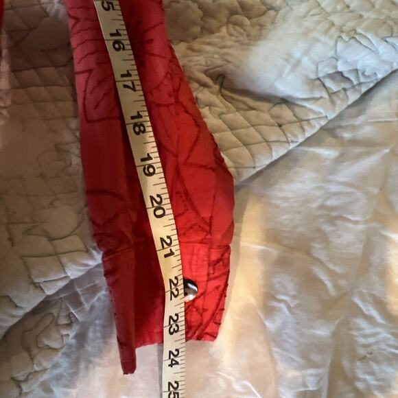 Chicos size 2 Button Down Top Womens Large Orange embroidered Paisley - Picture 8 of 9